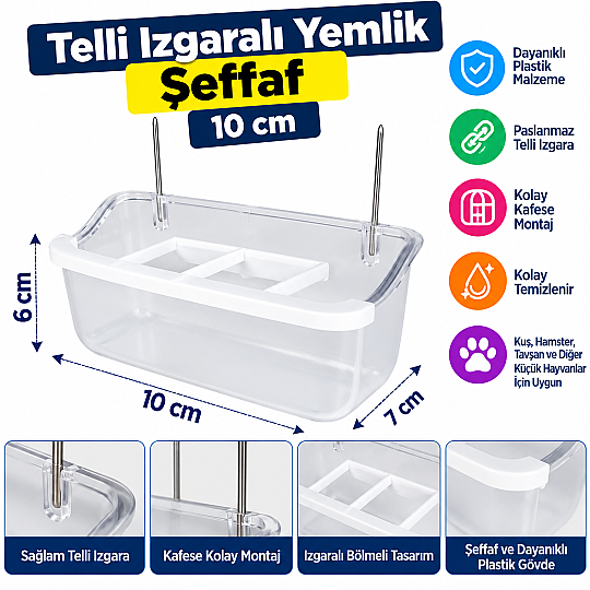 10 cm Telli Izgaralı Yemlik Şeffaf