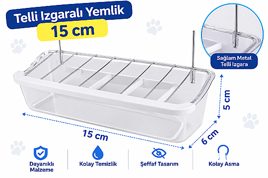 15 cm Telli Izgaralı Yemlik Şeffaf
