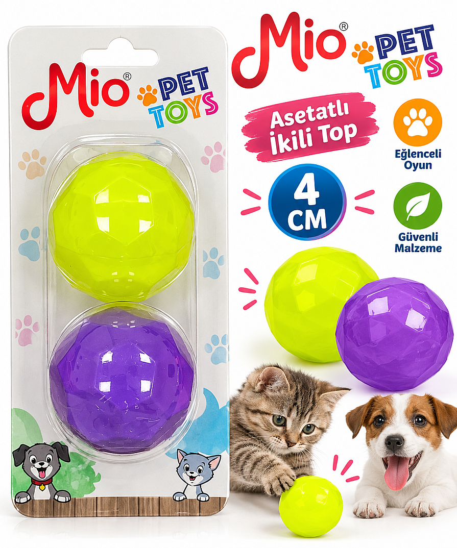 Asetatlı İkili Top 4 CM - 1