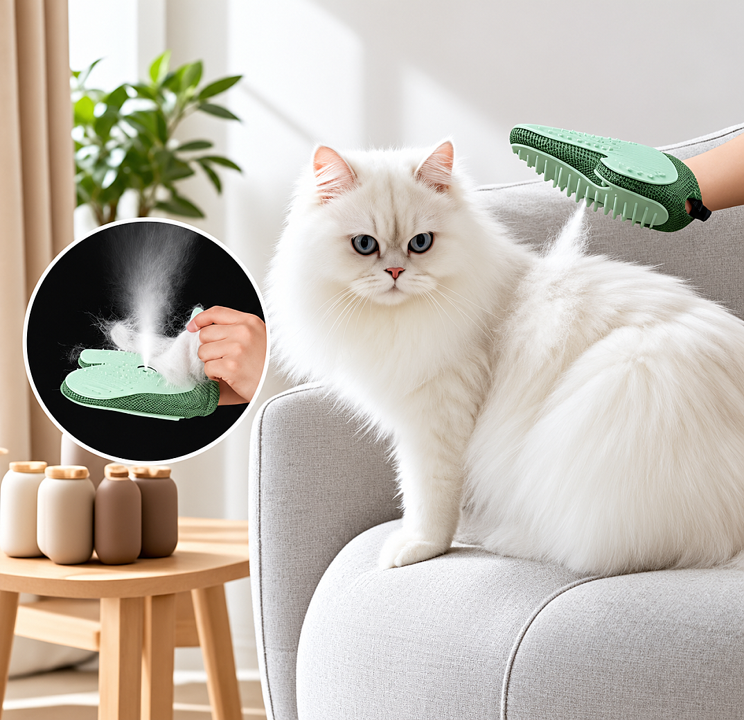 Buharlı Kedi Ve Köpek Tüy Temizleme Eldiveni - 1