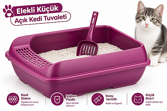 Elekli Küçük Açık Kedi Tuvalet 50x37,5x15 CM