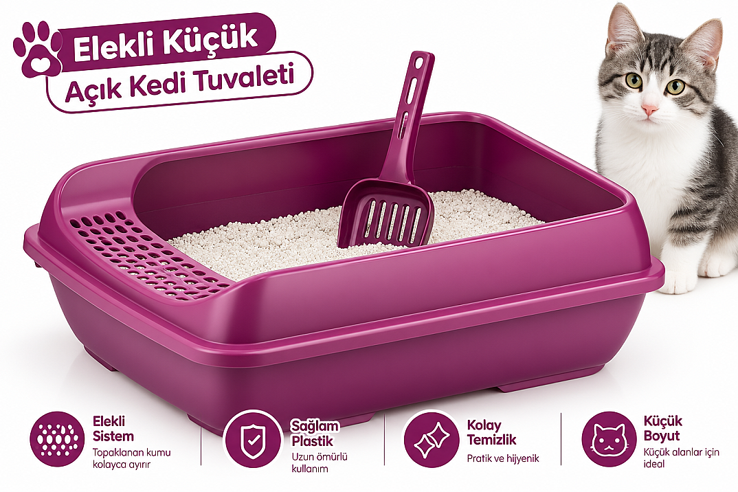 Elekli Küçük Açık Kedi Tuvalet 50x37,5x15 CM - 1