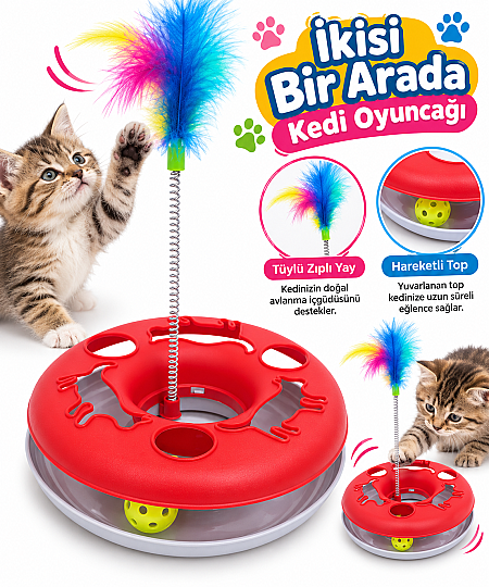 İkisi Bir Arada Kedi Oyuncağı Kutusuz