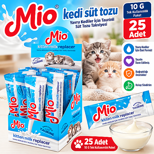 Kedi Süt Tozu 10 G 25 Adet Tek Kullanımlık Paket