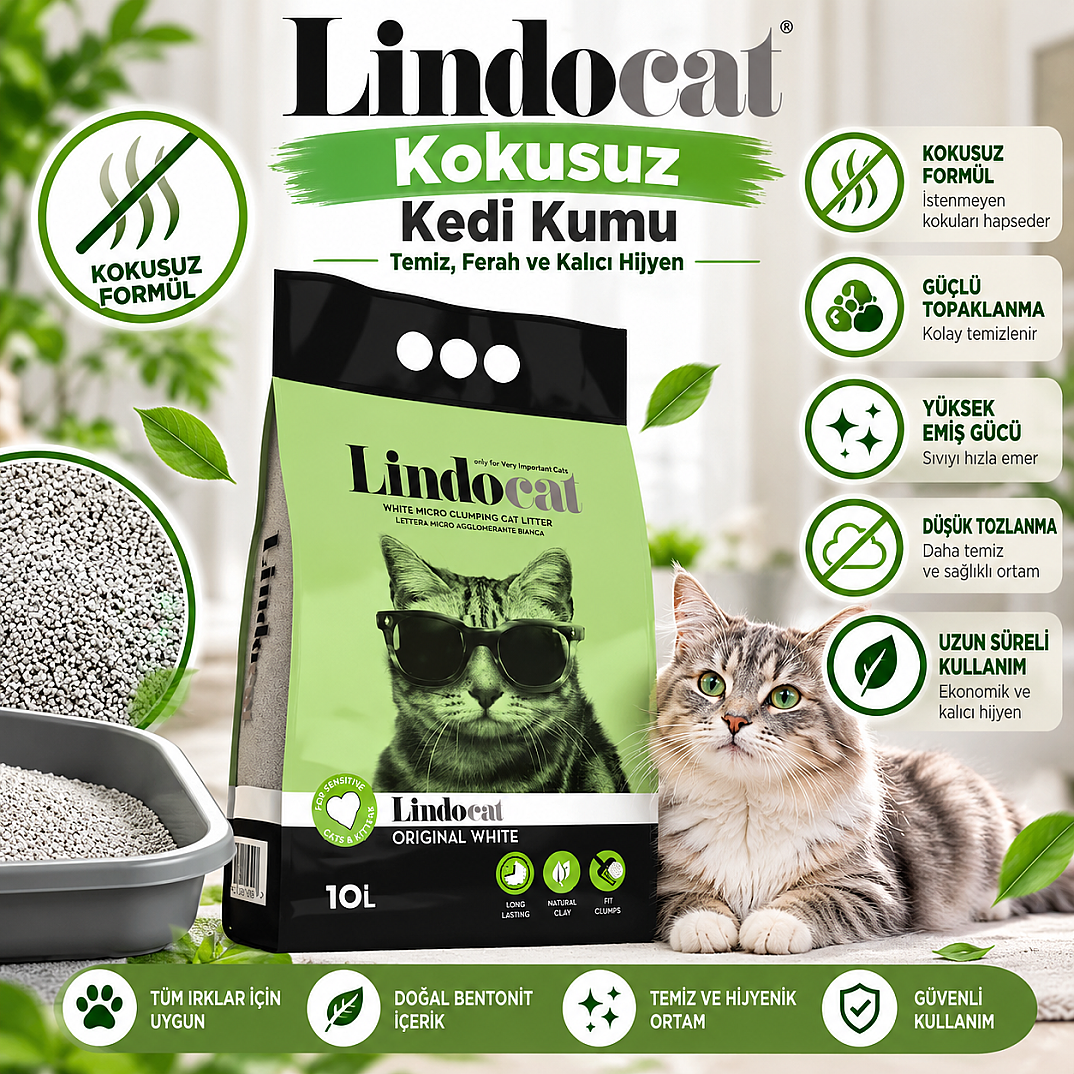 Kokusuz İnce Taneli Kedi Kumu 10 LT - 1