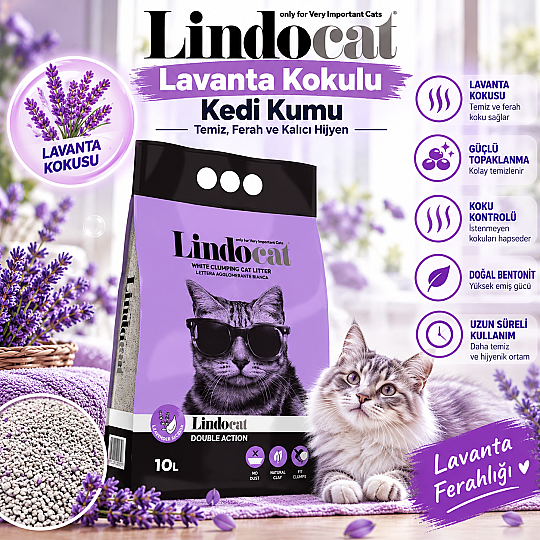 Lavanta İnce Taneli Kedi Kumu 10 LT