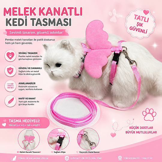 Melek Kanatlı Kedi Ve Köpek Göğüs Tasması 120 CM