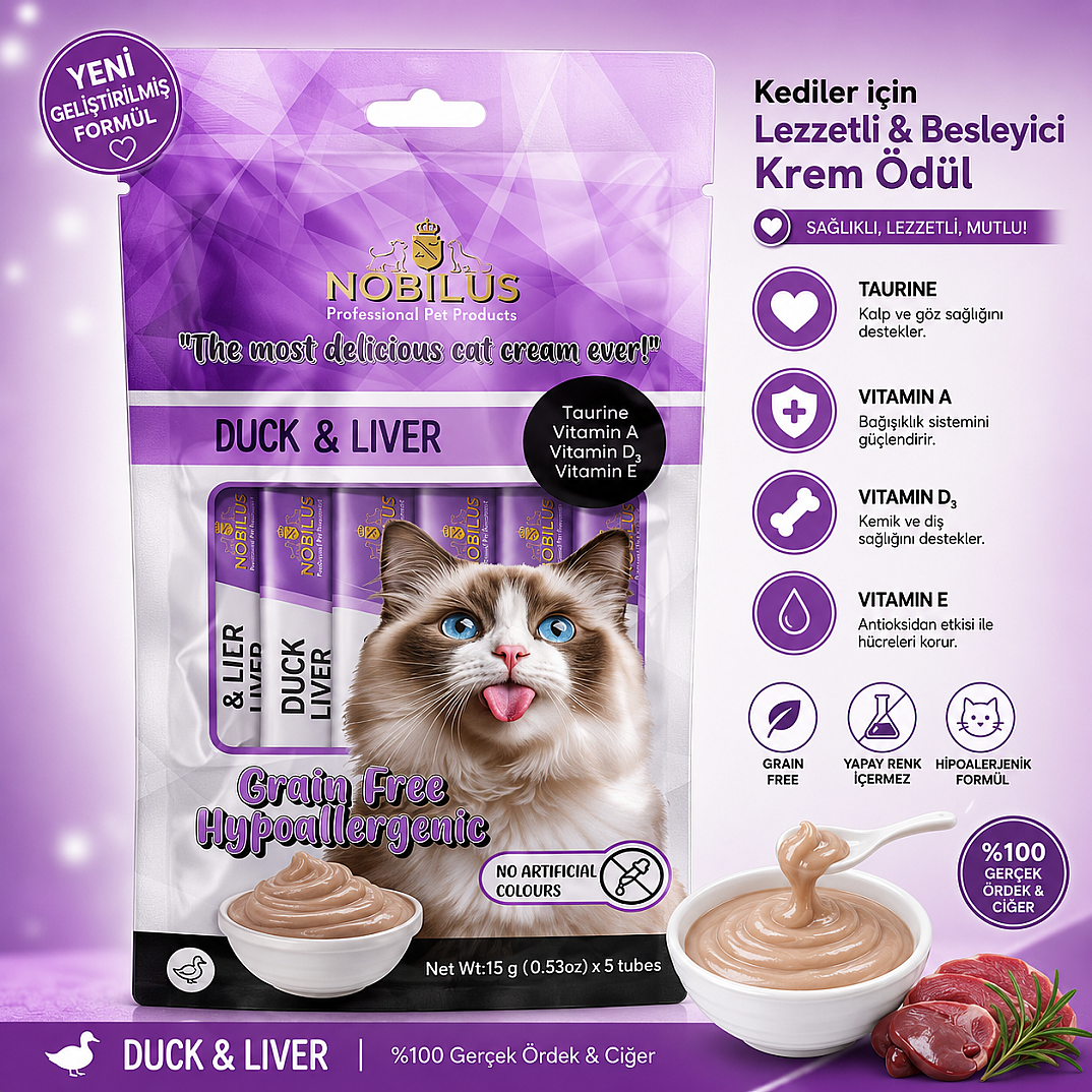 Ördek Ve Ciğerli Kedi Krema Ödülü 5x15 GR 12 Adet - 1