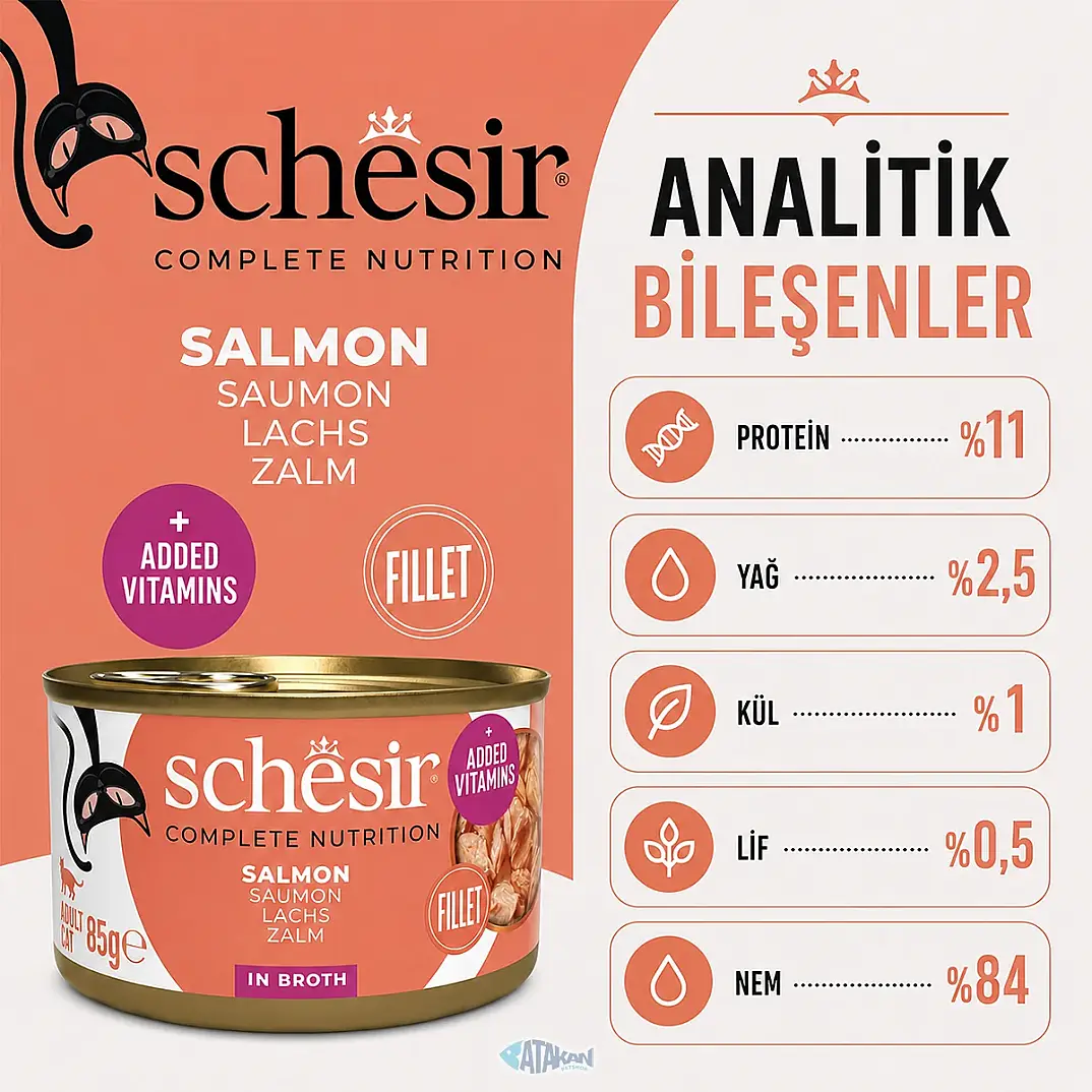 Somonlu Pişirme Suyunda Yetişkin Kedi Konservesi 85 GR - 3