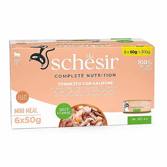 Tam ve Dengeli Ton Balığı ile Somonlu Jöle İçinde Kedi Konservesi Multipack 6x50 GR