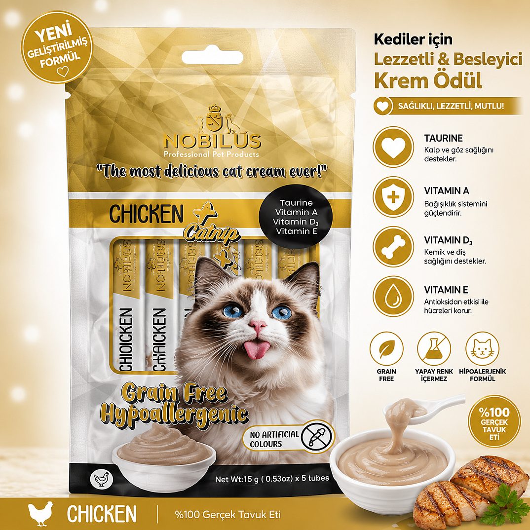Tavuk Ve Kedi Naneli Kedi Krema Ödülü 5x15 GR 12 Adet - 1