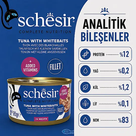 Ton Balığı Ringa Balığı ve Pirinçli Pişirme Suyunda Yetişkin Kedi Konservesi 85 GR - 3