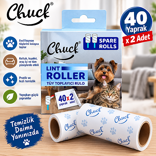 Tüy Toplama Yedek Rulo 40 Yaprak x 2 Adet