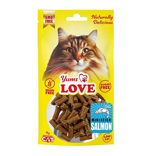 Yumuşak Kedi Ödülü Mini Çubuk Somon Balıklı 2 CM 50 GR