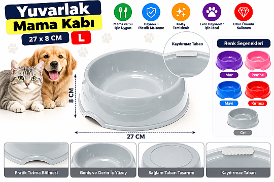 Yuvarlak Mama Kabı L 27x8 CM